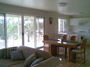 The dining/kitchen area at Mistral Hill Cottage